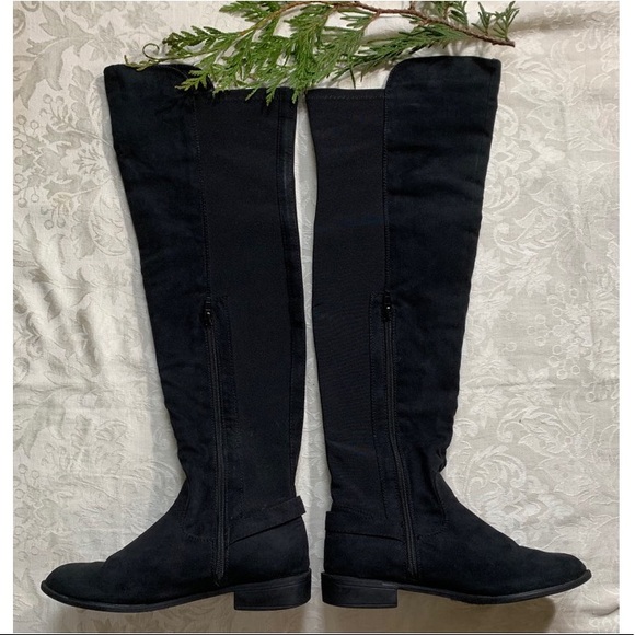 Diba Boots Meryl style, faux suede knee highs black boots Size 6 - Picture 2 of 7